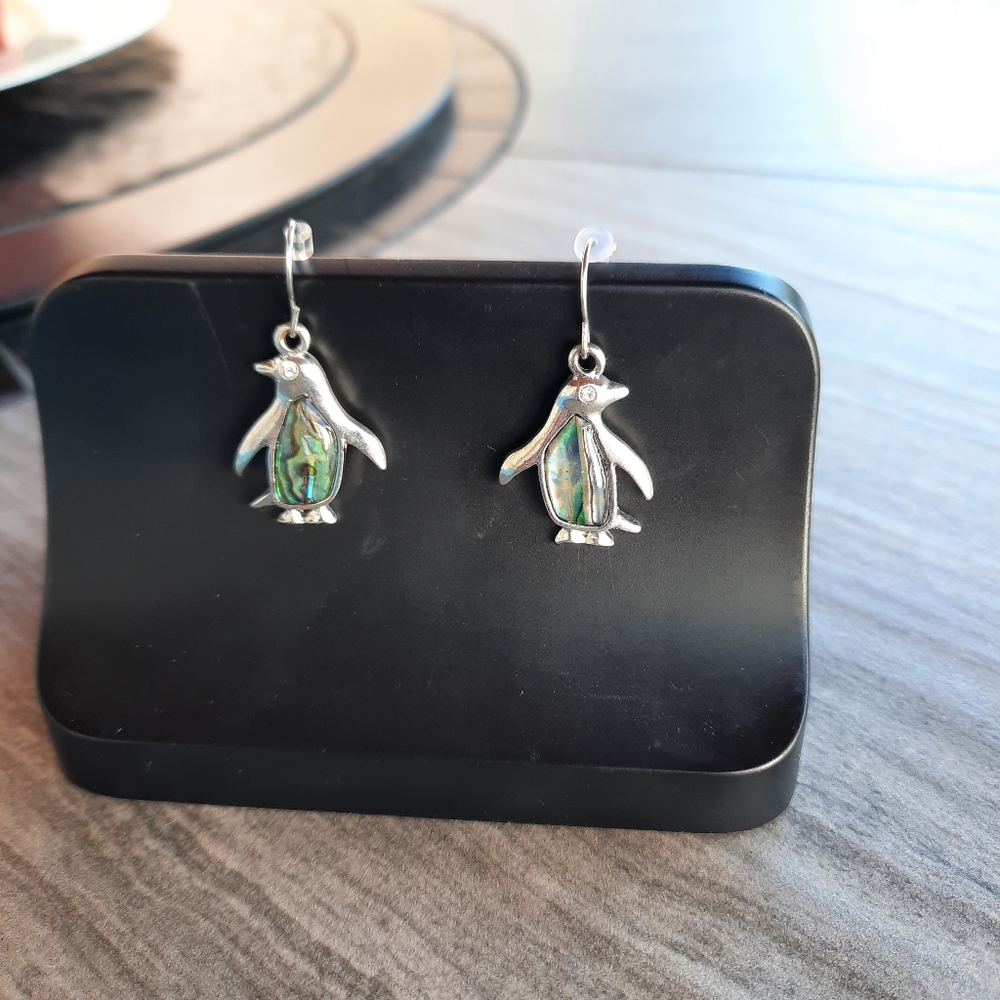 Penguin Paua Shell Earrings - Picture 3 of 3